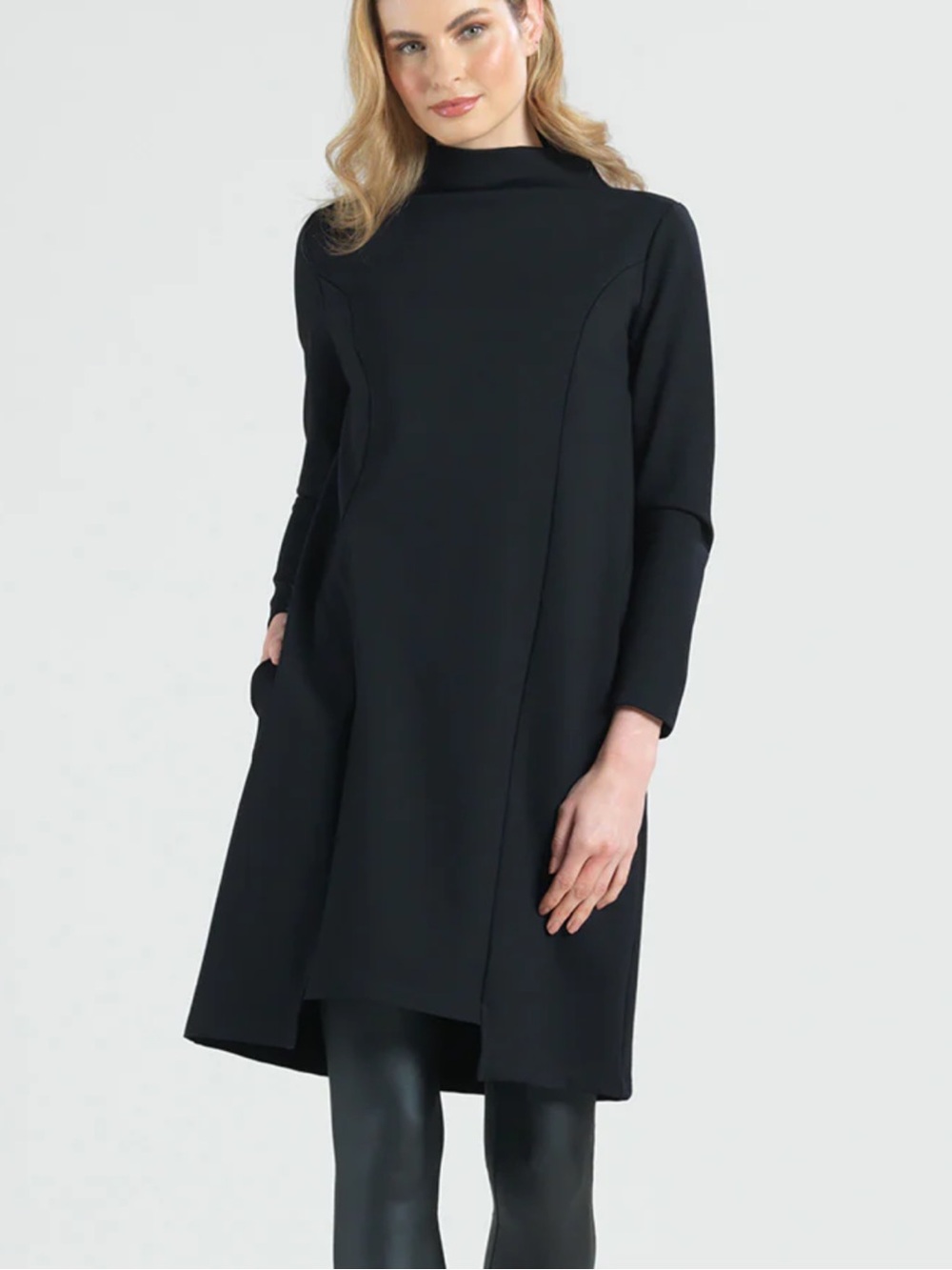 Clara Sun Woo Ponte Funnel Neck Pocket Dress